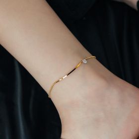 New tide summer ladies 18K gold anklet net red smile zirconia ins anklet female simple not lose color wholesale