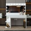 Emery Modern Painted Vanity Table, Lights, for Bedroom