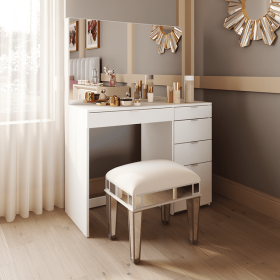 Linden Modern Vanity Desk, White Finish