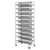 10 Tier 60 Pair Metal and Mesh Rolling Shoe Rack