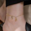 2023 Gold Peaceful Invitation to Fortune Gourd Anklet Women's Light Luxury Niche Premium Feeling Titanium Steel No Color Loss Ankle String