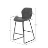 Set of 2; Leather Bar Chair with High-Density Sponge; PU Chair Counter Height Pub Kitchen Stools for Dining room; homes; bars; kitchens; Gray