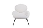 Modern Sherpa Chairs Accent Armchairs for Living Dining Room, Upholstered Chairs with Black Metal Legs, Comfy and Soft Chairs for Bedroom, Cute Vanity