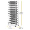 10 Tier 60 Pair Metal and Mesh Rolling Shoe Rack