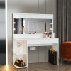 Emery Modern Painted Vanity Table, Lights, for Bedroom