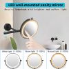 8 Inch 3 Colors LED Lighted, Wall Mounted Makeup Mirror, Double Sided 1X /10X HD Magnifying, 360Â¬âˆž Swivel with Extension Arm, Bathroom Vanity Mirror(B