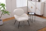 Modern Sherpa Chairs Accent Armchairs for Living Dining Room, Upholstered Chairs with Black Metal Legs, Comfy and Soft Chairs for Bedroom, Cute Vanity