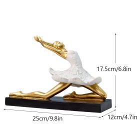 NORTHEUINS Resin Ballet Dancer Figurines for Interior Art Girl Statue Home Living Room Bedroom Entrance Display Decor Accessorie (Color: C Golden)