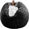 Bag Chair Cover(it was only a Cover; not a Full Bean Bag) Chair Cushion; Big Round Soft Fluffy PV Velvet Sofa Bed Cover; Living Room Furniture; Lazy S