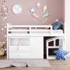 Loft Bed Low Study Twin Size Loft Bed With Storage Steps and Portable,Desk