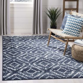 Adirondack Lecia Geometric Area Rug, Light Grey/Grey, 6' x 9' (Color: Navy/Ivory, size: 6' x 9')