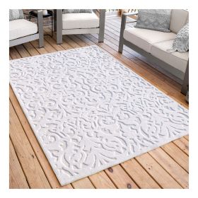 Lady Bird, Modern Farmhouse, Damask, Indoor/ Outdoor Area Rug, Natural (shape: runner, size: 1'11"x5')