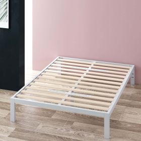 Mia 14' White Metal Platform Bed Frame, Narrow Twin (Color: White, size: king)