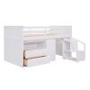 Loft Bed Low Study Twin Size Loft Bed With Storage Steps and Portable,Desk