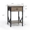 Set of 2 Nightstand Industrial End Table with Drawer;  Storage Shelf and Metal Frame for Living Room;  Bedroom;  XH