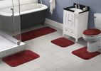 Rug Traditional Nylon Washable Bathroom Rug Set Chili Pepper