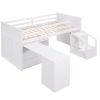 Loft Bed Low Study Twin Size Loft Bed With Storage Steps and Portable,Desk