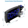 Projection Alarm Clock with Radio Function 7.7In Curved-Screen LED Digital Alarm Clock w/ Dual Alarms 4 Dimmer 12/24 Hour